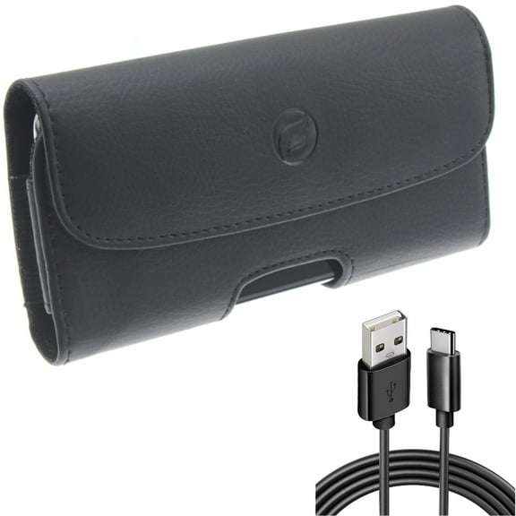 6ft USB Cable w Case Belt Clip for Samsung Galaxy S20 Fan Edition - Type-C Charger Cord Power Wire, Leather Holster Cover Loops fits Galaxy S20 FE (Fan Edition)
