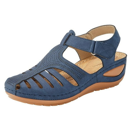 

Woman Summer PU Leather Vintage Sandals Buckle Casual Sewing Women Shoes Female Platform Retro Sandalias New