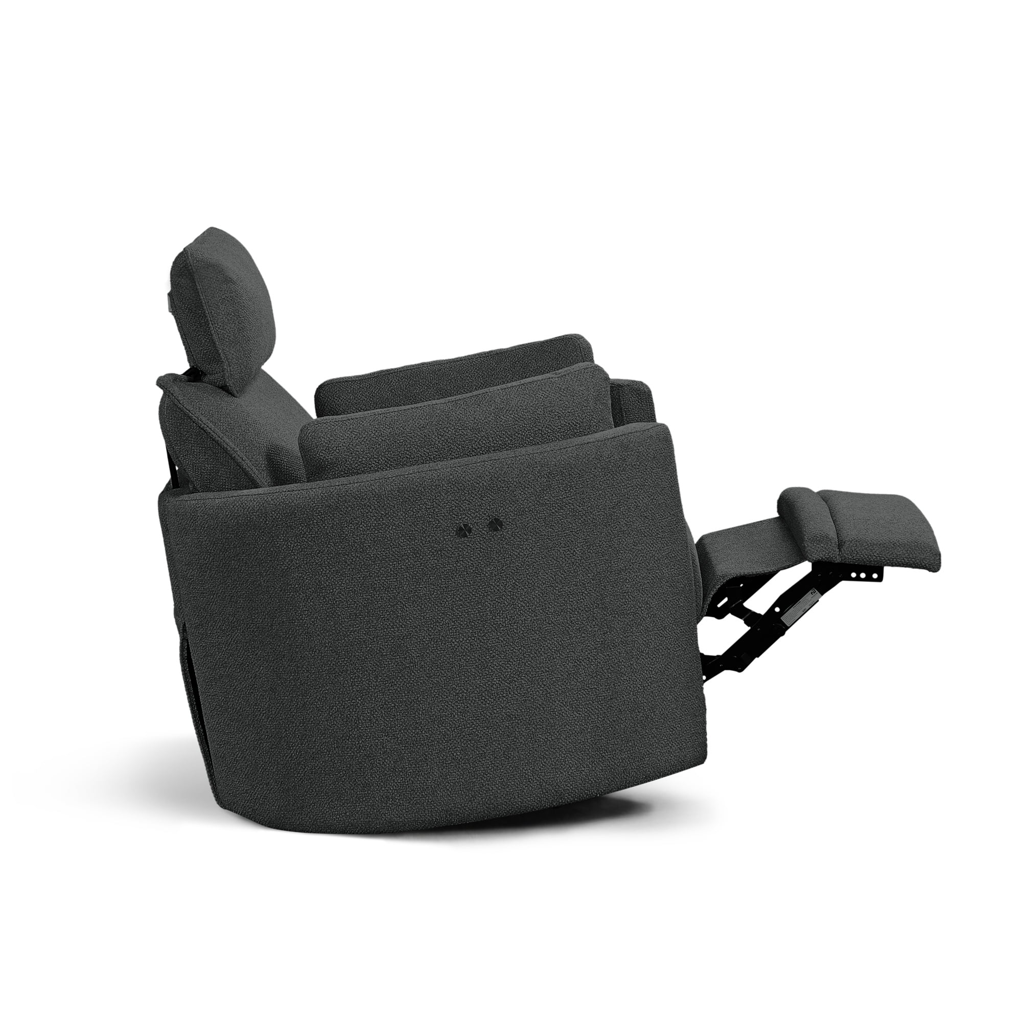 Cozy Soft Light Grey Swivel Power Recliner with Adjustable Headrest and Footrest