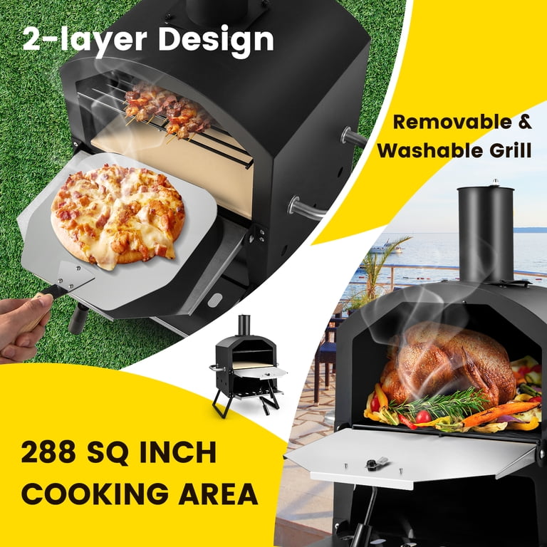 Costway 2-Tier Wood-Fired Pizza Oven, 1112°F, Foldable photo 5