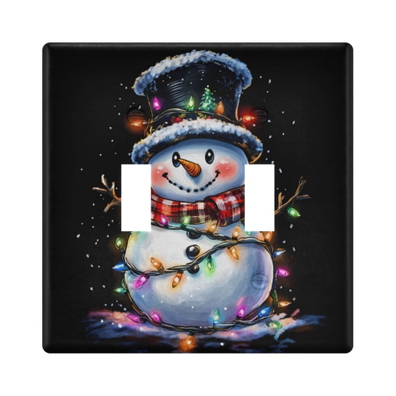 Dailycode Light Switch Plate Covers 2 Gang Wall Plate Plastics Outlet Covers for Kitchen Home Office Decor Cute Snowman with Colorful Lights