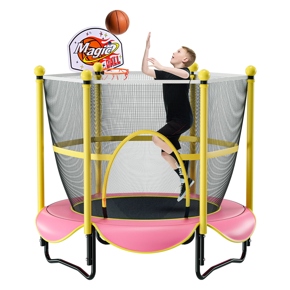 60 Trampoline for Kids Birthday Gifts for Kids Gifts for Boy and Girl can Hold up to 442 lbs 5 Ft Indoor or Outdoor Toddler Trampoline with Safety Enclosure Baby Toddler Trampoline Toys 