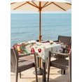 thumbnail image 2 of Outdoor Tablecloth with Umbrella Hole and Zipper, Christmas Square Table Cloth 60x60 Inch Waterproof Tablecloth, Snowman Xmas Tree Snowflake Winter Bird Poinsettia Picnic Table Cover for Patio, 2 of 7