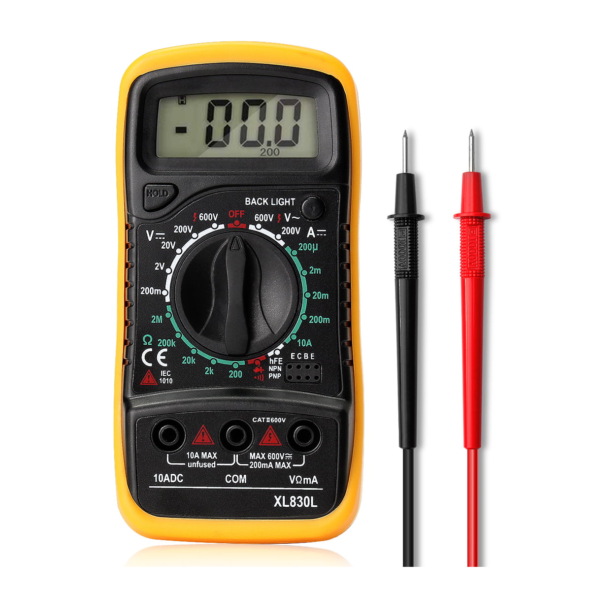 Handheld Digital Multimeter AC/DC Voltage /Amper /Ohm Temperature Meter Tester 