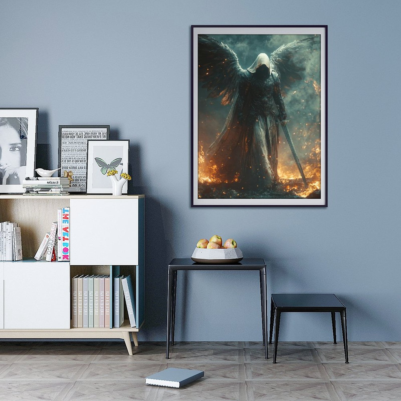 Diamond Art Kit for Adults, Dark Angelic Warrior Flames Diamond Painting for Adults Beginners, DIY Diamond Art Painting Kits, 5D Diamond Painting Crafts for Home Decor 12x16 Frameless