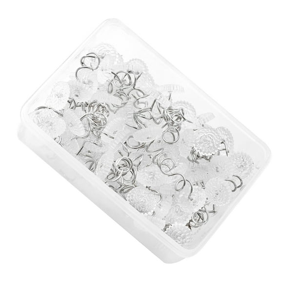 Mobutofu 100Pcs Transparent Sofa Spiral Nail ABS and Stainless Steel for Wall Rug Tacks