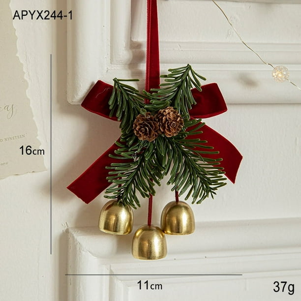Decoración de campanas navideñas, 2 piezas de manualidades para árboles de Navidad con lazo de cascabel para caja de regalo de corona navideña decoraciones navideñas para el día de Navidad