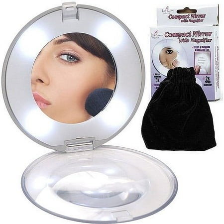 Compact Mirror With Magnifier And 4 Led