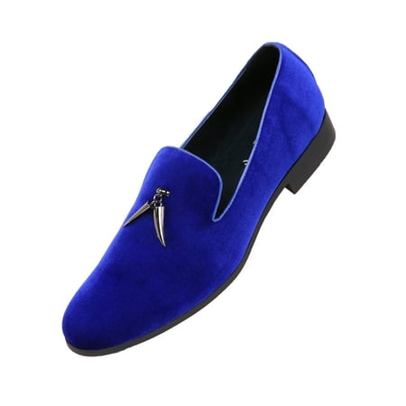 

Amali Mens Velvet Heath Slip On Smoking Driving Loafer Royal Size 12
