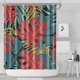 thumbnail image 2 of Botanical Tropical Leaf Shower Curtain, Waterproof and Machine Washable Fabric, Boho Bathroom Decor with Hooks, Inspired by Hawaiian Jungle Leaves, 2 of 5