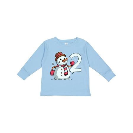 

Inktastic 2nd Birthday Snowman Boys or Girls Long Sleeve Toddler T-Shirt