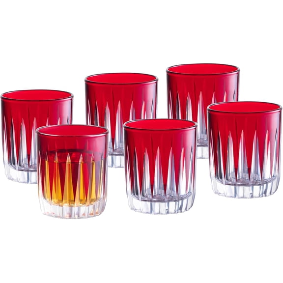 Barski - Colored Shot Glass - Ruby (Red) Liquor Glasses - Set of 6 Elegant Colored Shot Glassware - Use for Vodka, Tequila, Whiskey, Spirits & Liquors - Each Glass is 2.6 oz., Made in Europe