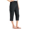 thumbnail image 2 of Collections Etc Drawstring Cargo Pocket Knit Casual Capri Pants, 2 of 4