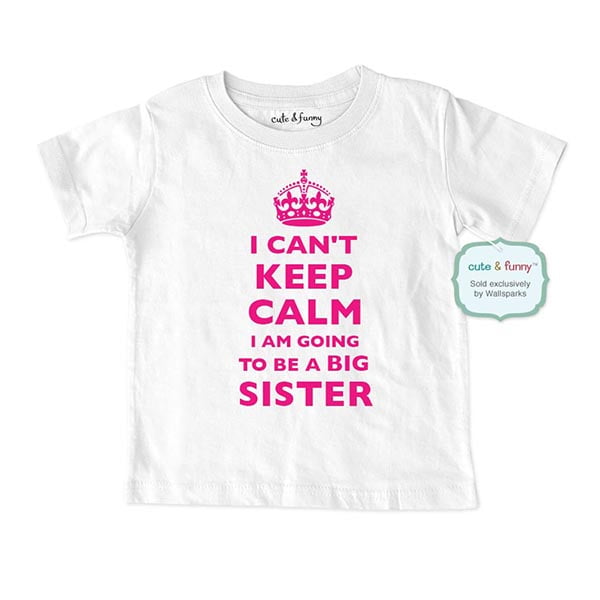 BIG BROTHER Cotton T-Shirt New Baby Announcement Sister I CAN'T KEEP CALM 