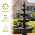 thumbnail image 5 of Sunnydaze Grand Courtyard Traditional Resin Dark Chestnut 4-Tier Outdoor Water Fountain, 5 of 16