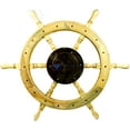 thumbnail image 3 of Nagina International Premium Nautical Luxurious Elegant Pine Maritime Crafted Brass Porthole Clock Ship Wheel with Large Roman Dial Face | Sailor's Nursery Birthday Gift (48 Inches), 3 of 6