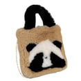 thumbnail image 4 of Bolso de mano de peluche de panda, bolso de hombro, bolso cruzado, bolso tote, estuche, cartera con cadena, caqui, 4 of 9