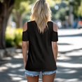 thumbnail image 4 of POLERO Jamaica Heart Print Women's Cold Shoulder Top Casual V Neck Short Sleeve T-Shirt 2026 Fashion Soft Breathable Tunic Sexy Blouse L, 4 of 8