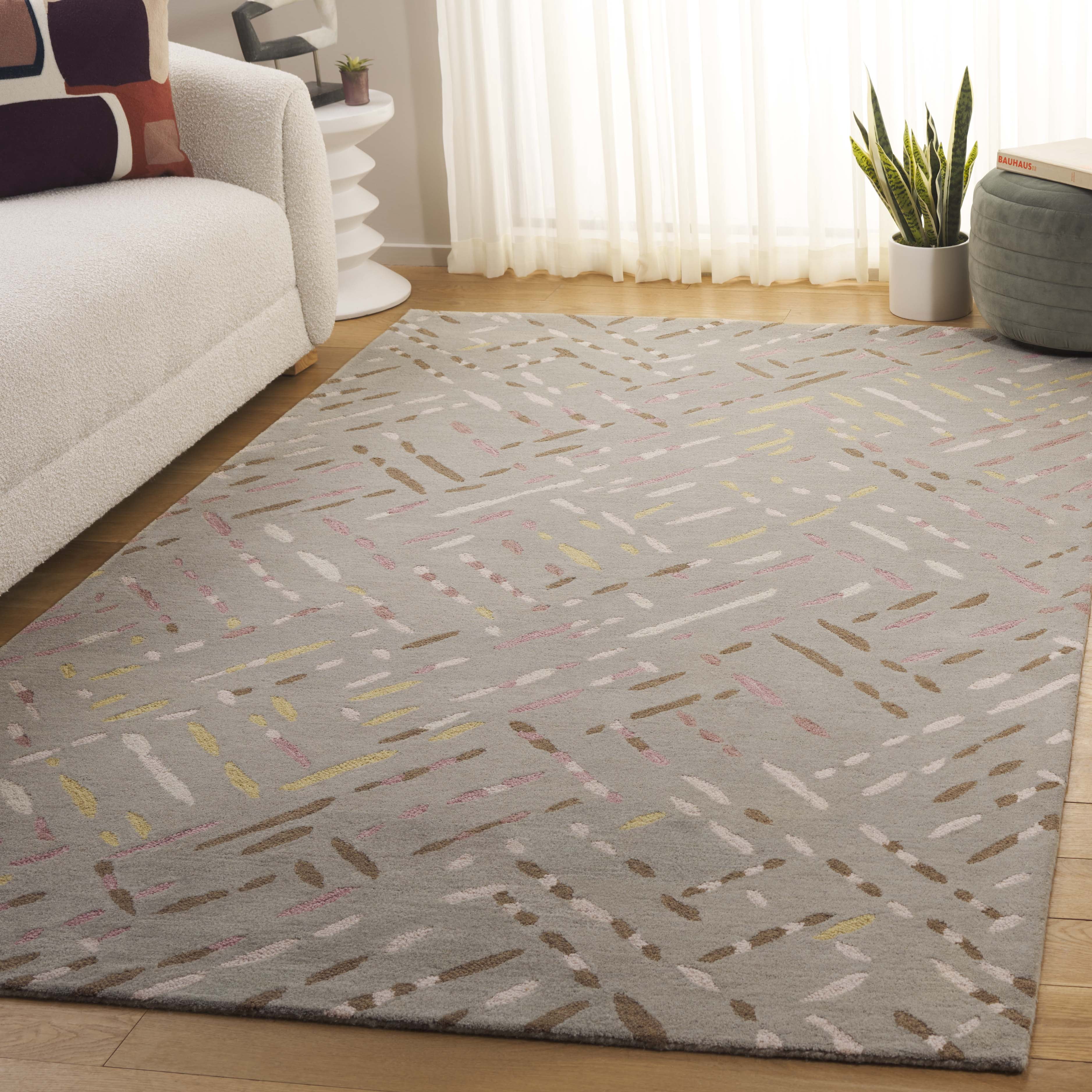 SAFAVIEH Metro Rodina Geometric Striped Area Rug, Taupe/Pink, 5' x 8'