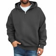 thumbnail image 2 of GrmtClth Hoodies for Men All Season Solid Half Zip Pullover Hoodie Long Sleeve Ribbed Cuff Hem Side Pocket Casual Street Sweatshirt Gray XL, 2 of 5