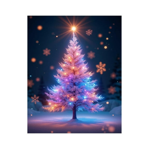 Paint by Numbers Kit for Adults, Christmas Tree Winter Glow Paint by Numbers, Easy Paint by Numbers Kit for Adults Beginner, DIY Adult Paint by Number Kits on Canvas, Home Decor