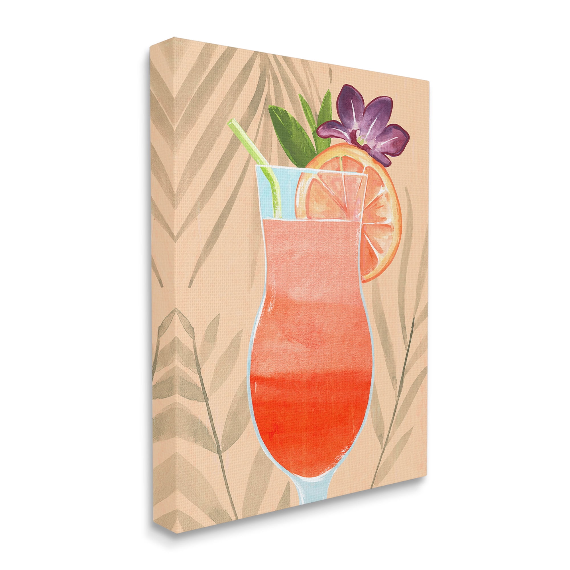 Stupell Industries Plant Patterned Cocktail Food & Beverage Painting Gallery Wrapped Canvas Art Print Wall Art, 24 x 30