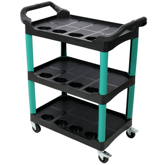 Olurrisa 3 Tier Rolling Auto Detail Cart With Wheels,Car Wash Organizer for Detailers Garage, Workshop, Repair Shop, Storage Tool, Green&Black