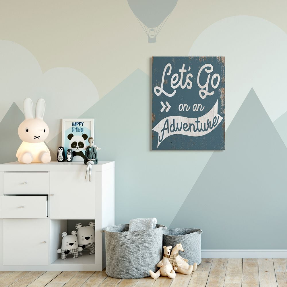 Stupell Industries Lets Go On An Adventure Quote Distressed Rustic Sentiments Canvas Wall Art Design by Daphne Polselli