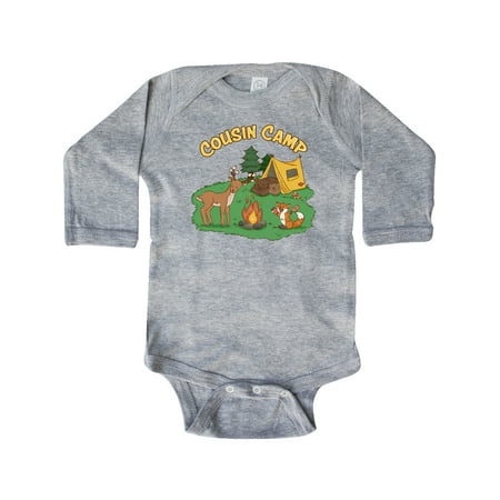 

Inktastic Cousin Camp With Camping Animals Gift Baby Boy or Baby Girl Long Sleeve Bodysuit