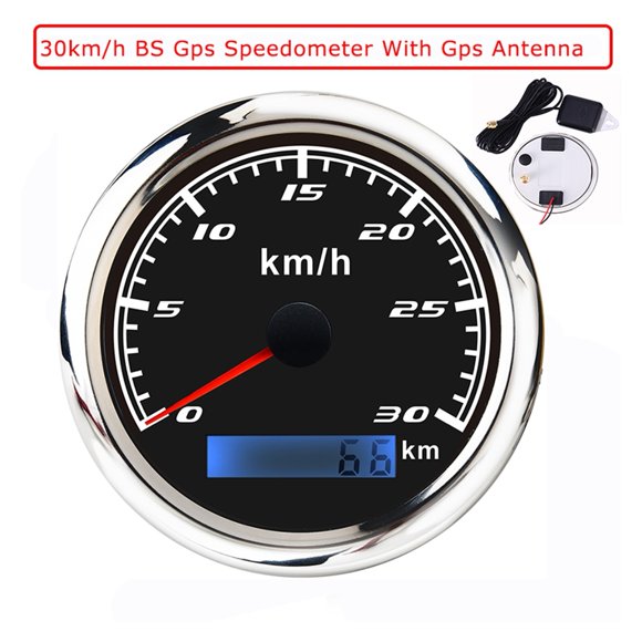 85mm GPS Speedometer Red Backlight Digital Speed Gauge With GPS Antenna 30 60 120 200 KMH Odometer For Marine Boat Car ATV Truck ,Easy to Calibrate