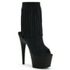 Womens Fringe Ankle Boots Open Toe Booties Black Suede Shoes 7 Inch Heels Zip