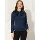 thumbnail image 5 of Blusa de satén para mujer Allegra K con cuello de pajarita Azul oscuro S, 5 of 5
