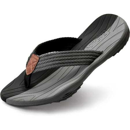 

GNAR Men s Flip Flops Comfort Thong Sandals with Arch Support Quick-Dry Non-Slip sliders for Outdoor Summer Beach Black&grey 7 US