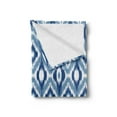 thumbnail image 2 of Ikat Soft Flannel Fleece Throw Blanket, Old Design Regular Multi-Shaft Loom Uneven Twill Trend Motif, Cozy Plush for Indoor and Outdoor Use, 50" x 70", Dark Blue and White, by Ambesonne, 2 of 5