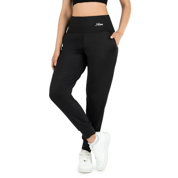 Nirlon Lightweight Joggers For Women - Athletic Womens Joggers With Pockets, Workout Leggings For Women - Breathable Stylish Womens Sweatpants For Gym And Yoga Pants (2XL 24", Black)