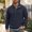 Navy, variant on Mens Mock Neck Quarter Button Pullover Long Sleeve Textured Top With Elbow Patch Autumn Winter Business Wear(White,XXL)