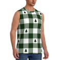 thumbnail image 2 of Gaeub Green White Lumberjack Plaid Men's Sleeveless Muscle Shirts Workout Tank Tops, Odor Protection and Comfortable - Medium, 2 of 8