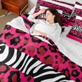 thumbnail image 4 of Feelyou Leopard Cheetah Print Twin Bedding Sets 7pcs, Abstract Lines Bedding Comforter Set, 4 of 8