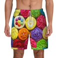 thumbnail image 3 of Uemuo Brightly Colored Cupcakes Pattern Mens Swim Trunks Quick Dry Board Shorts with Mesh Lining, Stretch Beach Shorts Quick Dry No-Chafing Board Shorts-XX-Large, 3 of 9