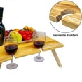 thumbnail image 4 of Picnic De Vino Al Aire Libre Mesa De Picnic Portátil Plegable Y Bandeja De Queso Con Arreglo De Comida Estable Mesa De Copa De Vino De Madera Maciza Para Conciertos En El Parque Serendint HA047013-01, 4 of 6