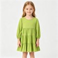 thumbnail image 2 of Splozh Little Girl Long Sleeve Fall Dress Girls Fashion Soft Warm Princess Party Photoshoot Dress Toddler Wedding Guest Dresses Smocked Toddler Dress Girls Fall Dresses,Green,6-7 Years, 2 of 9