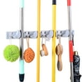 thumbnail image 2 of Gray Broom Holder Wall Mount Mop Organizer with 4 Clips And 5 Hooks, 2 of 5
