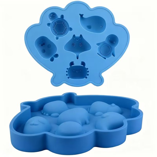 Lindos moldes de silicona for cubitos de hielo de animales del océano, 6 formas de dibujos animados for bebidas, chocolate y gelatina