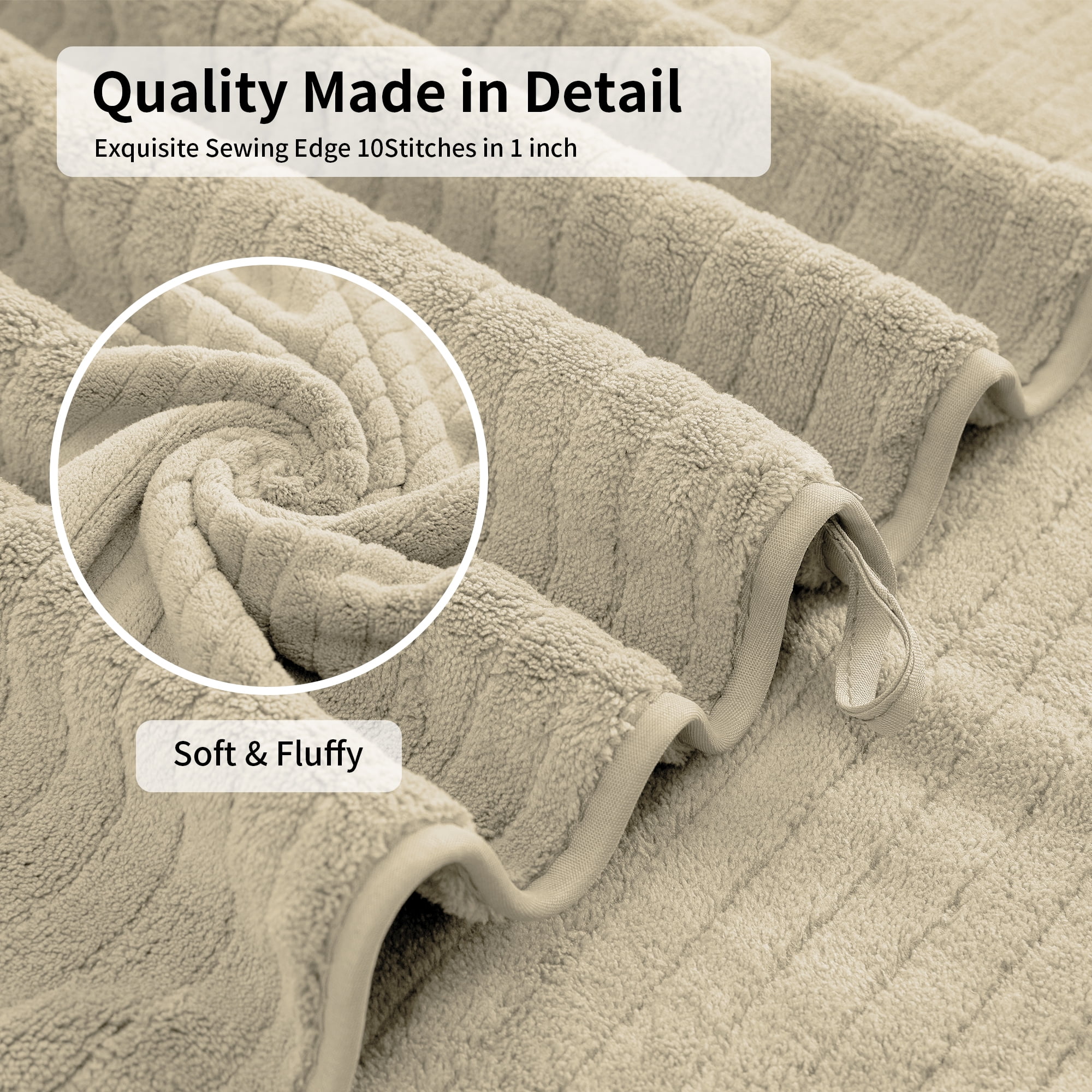 Jessy Home 4 Pack Camel Stripe Large Bath Towels Set Oversized Bath Sheet Soft Towel Set