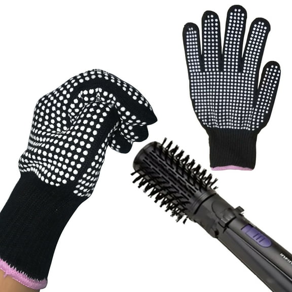 Heat Resistant Gloves With Silicone Bumps, Professional Heat Proof Glove Mitts For Hair Styling Curling Iron Wand Flat Iron Hot-Air Brushes Sublimation Gloves