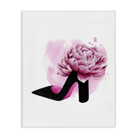 Stupell Industries Contemporary Flower Heel Pink Black Canvas Art, 16 x 20, by Grace Popp