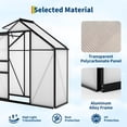thumbnail image 4 of 6×3 FT Greenhouse for Outdoors, Polycarbonate Greenhouse with Adjustable Roof Vent, Sliding Door and Rain Gutter, Aluminum Walk-in Green Houses for Outside Patio Backyard Garden, Black, 4 of 8