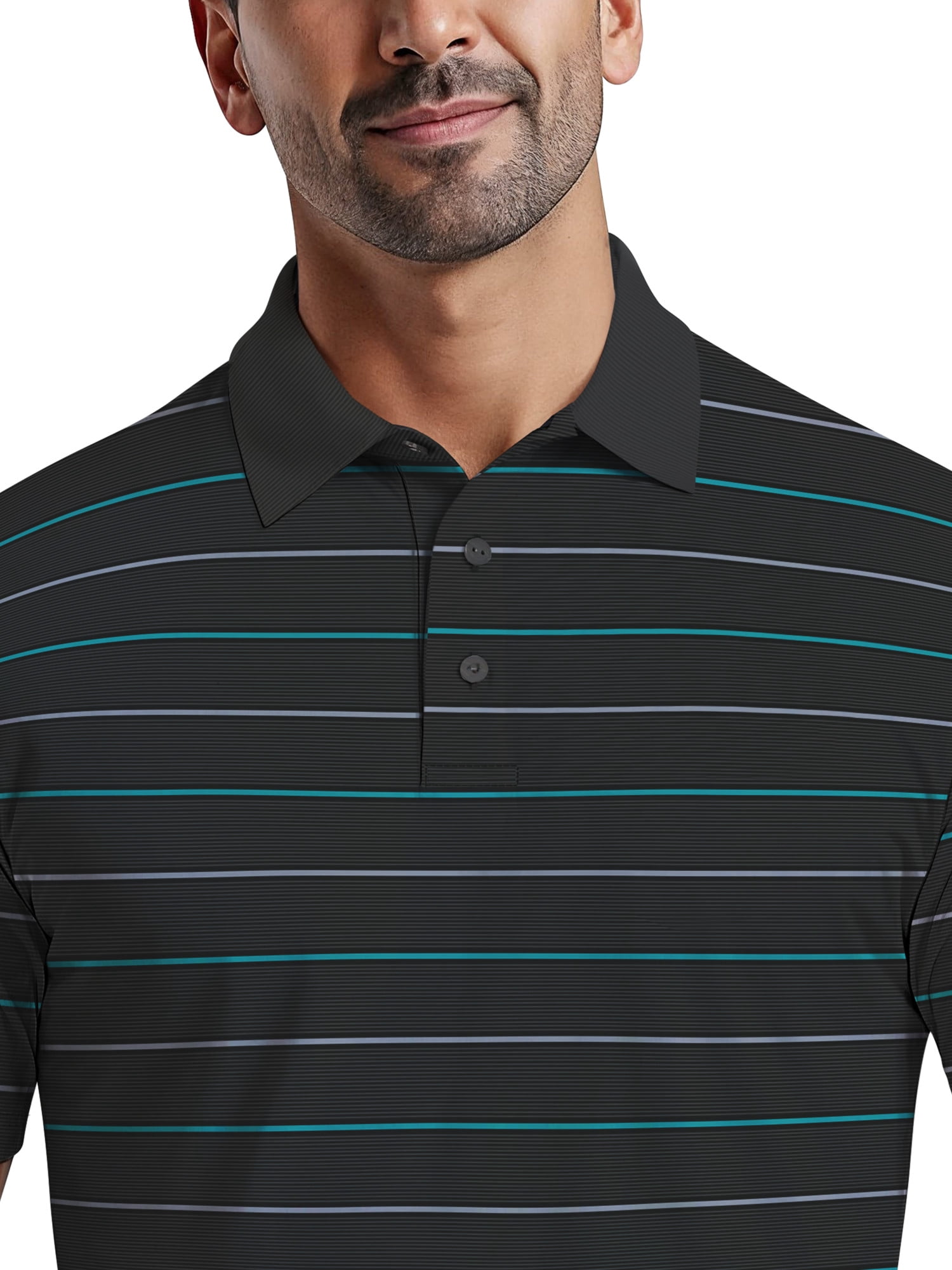 Ben Hogan Men's & Big Men's Performance Multi Colored Stripe Short Sleeve Polo Shirt, up to 5XL