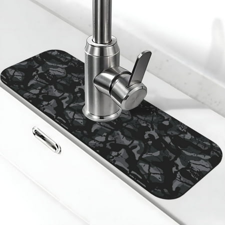

Faucet Suction Pad Pool Rubber Pad 15in×5.5in Protective Pad For Kitchen Bathroom Countertop Sink Camouflage Black