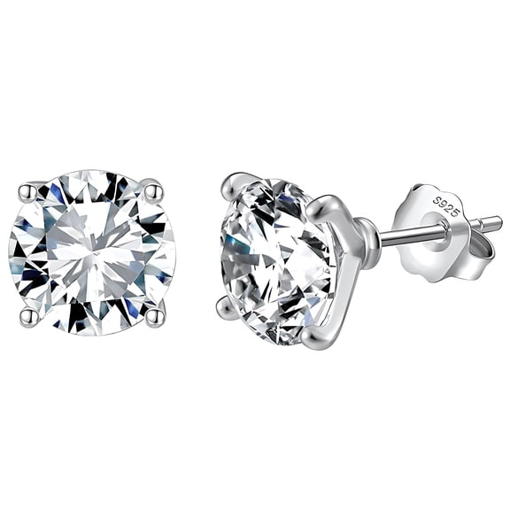 Solitaire Stud Earrings for Women 8 Ctw Sterling Silver Studs for her Ginger Lyne Collection